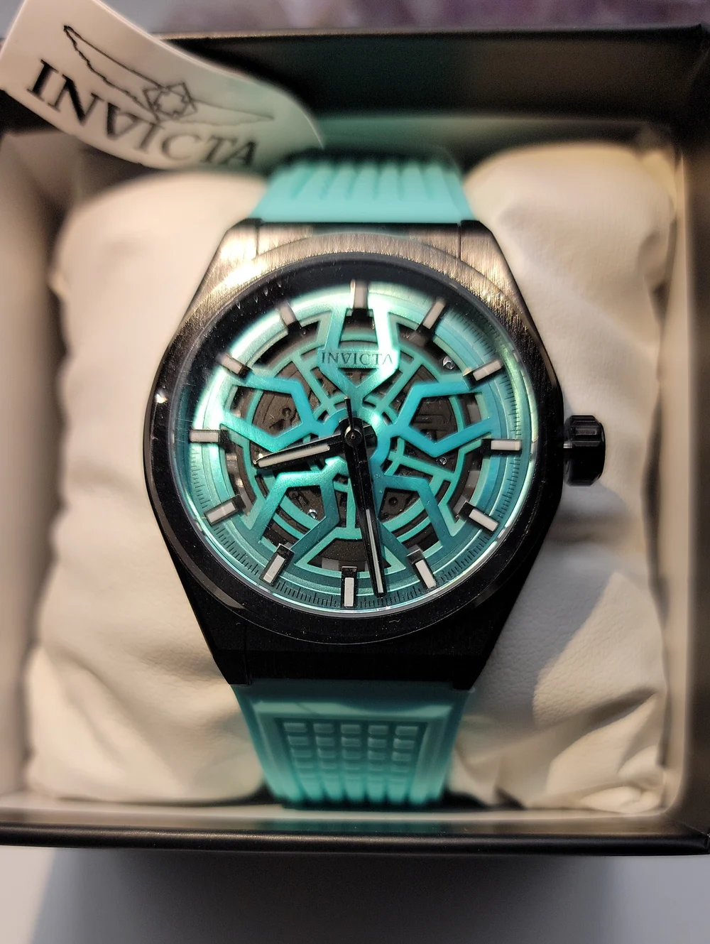 Invicta 🏁 Speedway Rim Men's Watch - 46mm, Light Tiffany Blue Black Dial 70060